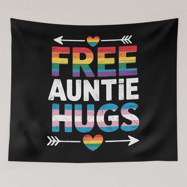 Item preview, Free Auntie Hugs, LGBT Gay Lesbian Pride Month Rainbow Flag designed and sold by sailorjessiArt.