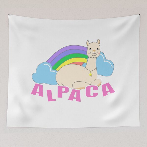 Item preview, Cute Magic Alpaca with Rainbow and Clouds Kawaii Animal Illustration designed and sold by SulariTDsign.