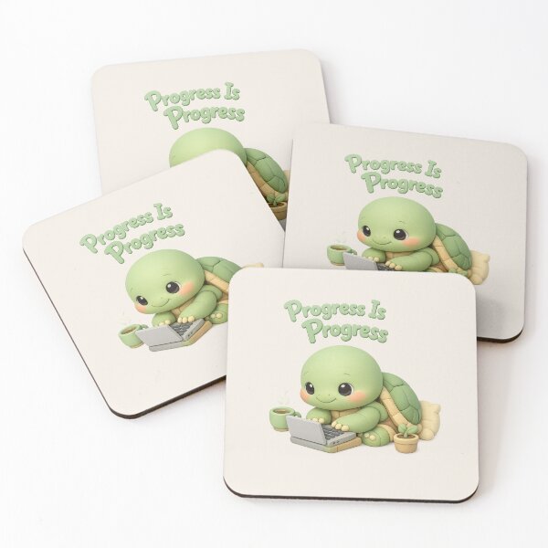 Item preview, Cute Turtle Productivity - Progress Is Progress | Motivational Kawaii Laptop Design designed and sold by Moons Studio.
