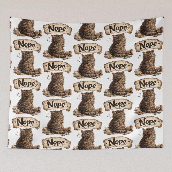 Item preview, Nope Cat – Funny Anti Social Cat Vintage Mood Design designed and sold by Clothes With Smiling Animals Walt Gral.
