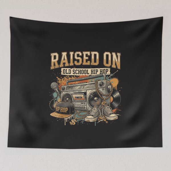 Item preview, Raised On Old School Hip Hop Retro 80s 90s Streetwear Design designed and sold by kiralynstration.