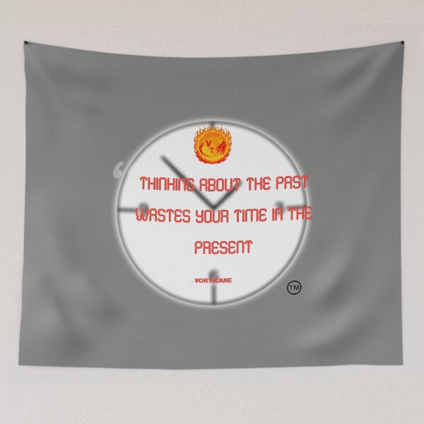 Item preview, "thinking about the past wastes your time in the present" vorticane clock quote merch designed and sold by vorticane.