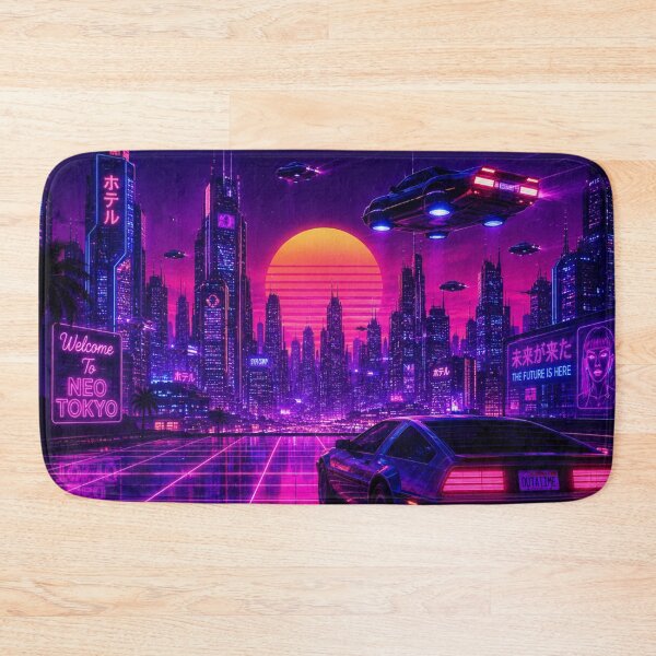 Item preview, Synthwave Neon City Metal Poster | Retro 80s Wall Art | Cyberpunk Decor designed and sold by irfanshikh.