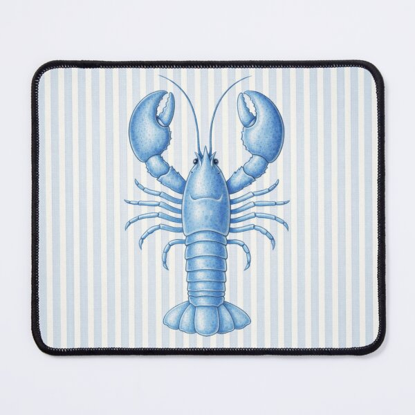 Item preview, Blue Lobster Nautical Wall Art on Blue & White Stripes – Coastal Beach House Ocean Decor designed and sold by TheSlowShore.