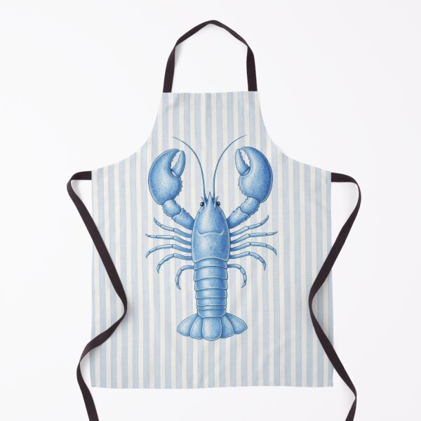 Item preview, Blue Lobster Nautical Wall Art on Blue & White Stripes – Coastal Beach House Ocean Decor designed and sold by TheSlowShore.