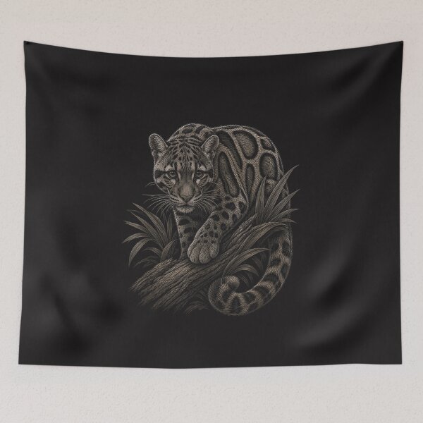 Item preview, Clouded Leopard Wildlife Graphic Vintage Jungle Animal Art designed and sold by kiralynstration.