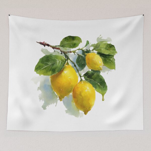 Item preview, Lemon Tree Branch Watercolor Print Bright Summer Botanical Illustration designed and sold by daila70.