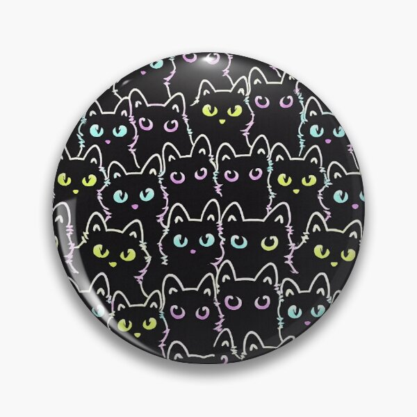Item preview, Neon Night Cats - Abstract Black Cat Pattern with Colorful Eyes designed and sold by myforestfog.