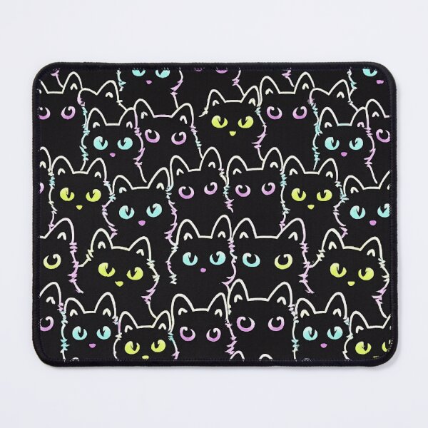 Item preview, Neon Night Cats - Abstract Black Cat Pattern with Colorful Eyes designed and sold by myforestfog.