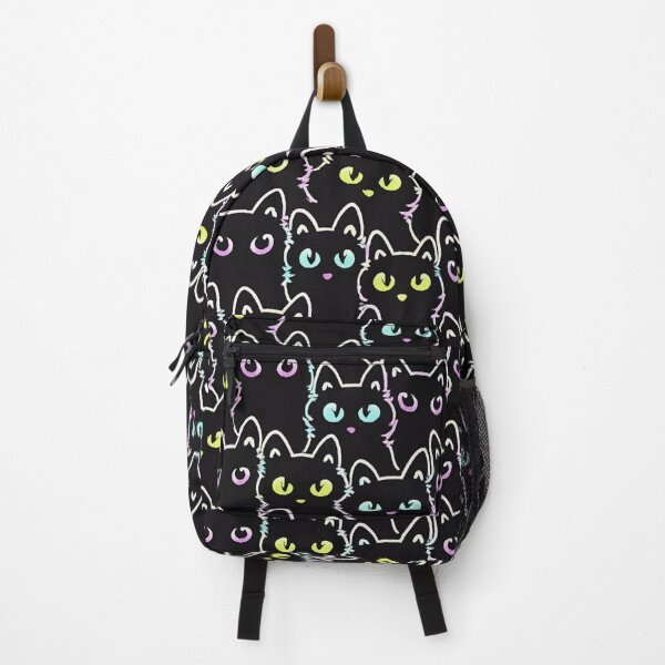 Item preview, Neon Night Cats - Abstract Black Cat Pattern with Colorful Eyes designed and sold by myforestfog.