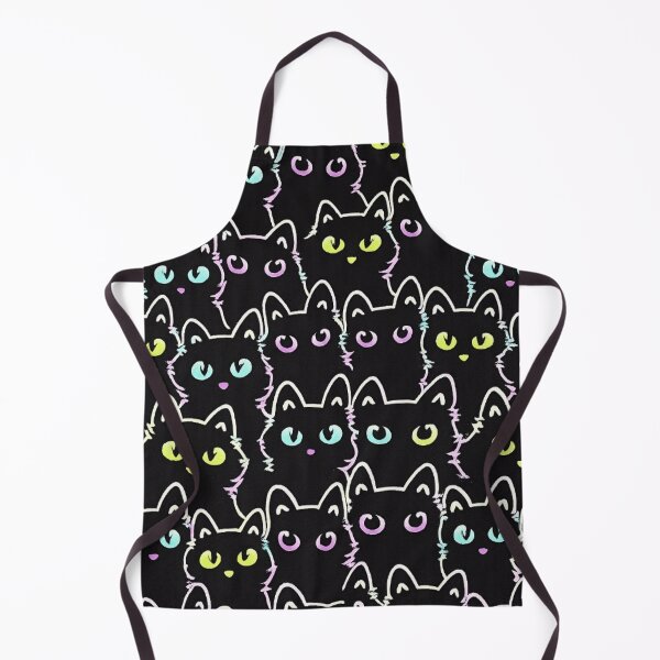 Item preview, Neon Night Cats - Abstract Black Cat Pattern with Colorful Eyes designed and sold by myforestfog.