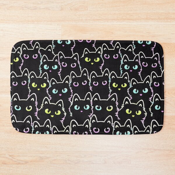 Item preview, Neon Night Cats - Abstract Black Cat Pattern with Colorful Eyes designed and sold by myforestfog.