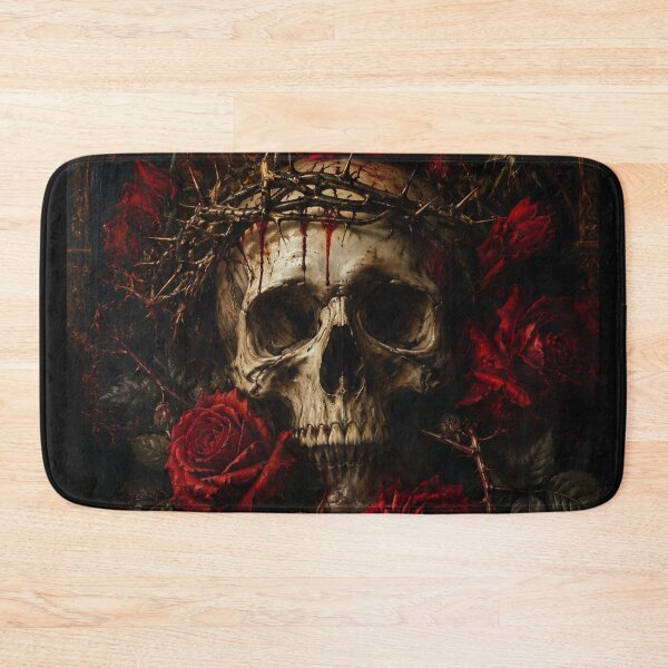 Item preview, Gothic Skull Rose Metal Poster | Dark Fantasy Wall Art | Skull Decor Print designed and sold by irfanshikh.