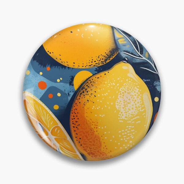Item preview, Geometric Citrus Fruits Pop Art Print Lemon Orange Pastel Blue Decor designed and sold by daila70.