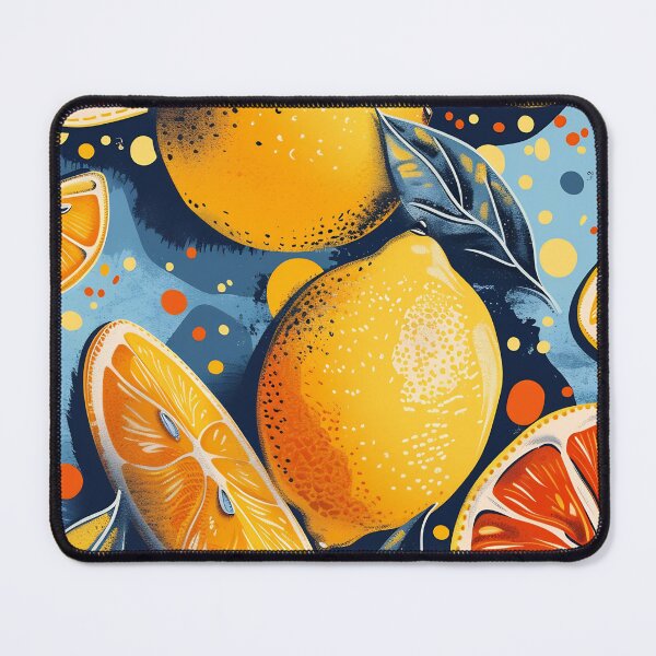 Item preview, Geometric Citrus Fruits Pop Art Print Lemon Orange Pastel Blue Decor designed and sold by daila70.