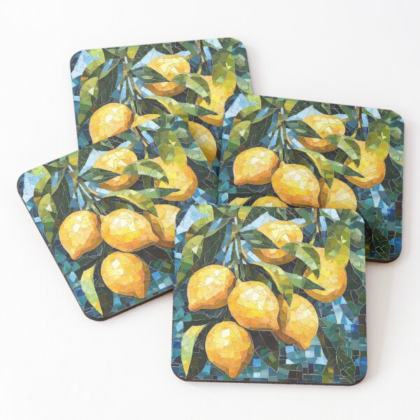 Item preview, Abstract Sicilian Mosaic Lemons Cubist Geometric Mediterranean Art designed and sold by daila70.