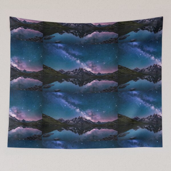 Item preview, Milky Way Mountain Metal Poster | Night Sky Landscape Wall Art | Galaxy Nature Print designed and sold by irfanshikh.