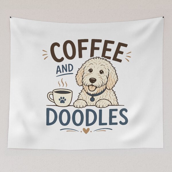 Item preview, Coffee And Doodles Funny Retro Dog Lover Coffee Design designed and sold by kiralynstration.