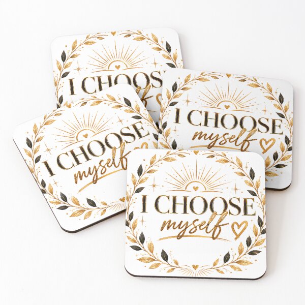 Item preview, I Choose Myself Gold Floral Quote - Self-Love and Empowerment Aesthetic Art designed and sold by KireaDesigns.