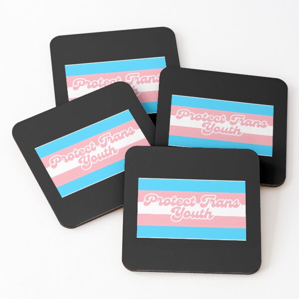 Item preview, Protect Trans Youth Flag Groovy Cursive Font designed and sold by junglegreenb.