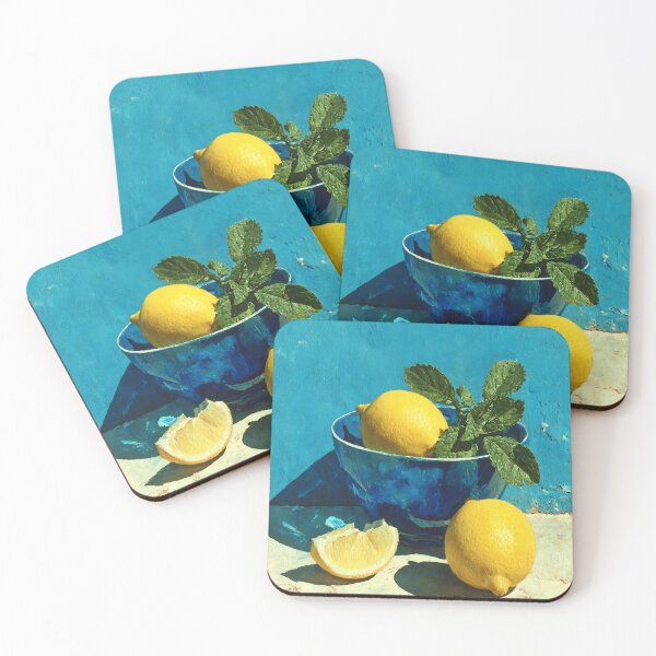 Item preview, Sun Drenched Lemon Branch Mediterranean Blue Still Life Art designed and sold by daila70.