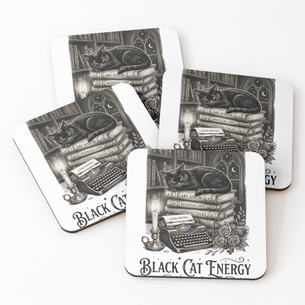 Item preview, Black Cat Energy Dark Academia Vintage Cat T-Shirt designed and sold by urbinet.