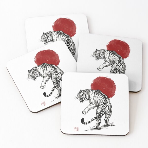Item preview, White Tiger Sumi-e Ink Painting - Japanese Art Style designed and sold by seven things shop.