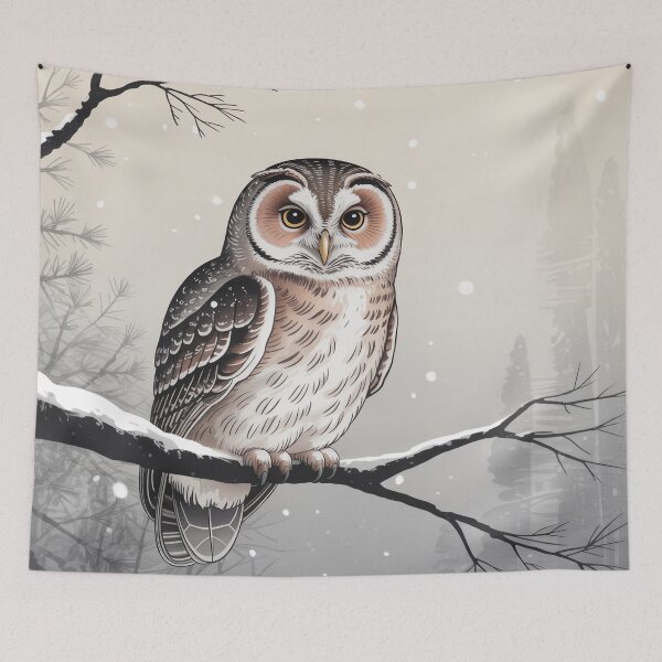 Item preview, Owl in Snow - Japanese Woodblock Ohara Koson Style Winter Zen Art designed and sold by Tamas Das.