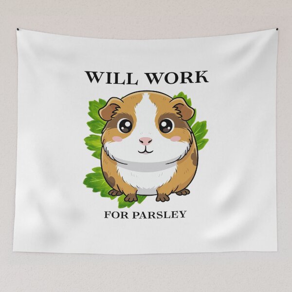 Item preview, Will Work For Parsley Guinea Pig Funny Logo designed and sold by logowannawear.