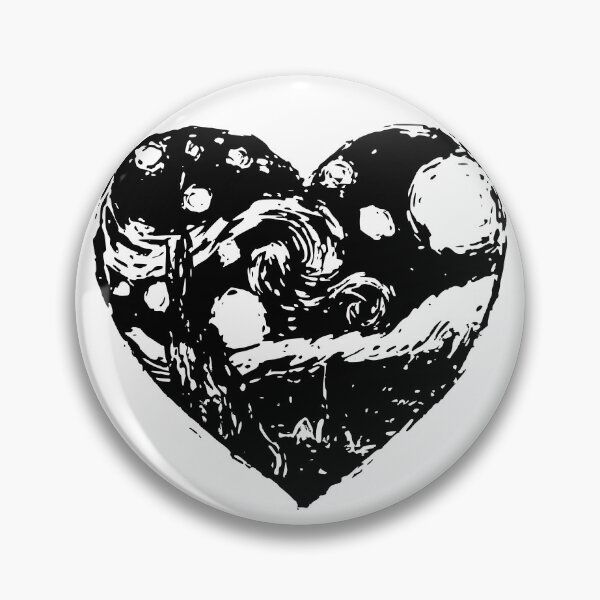 Item preview, Starry night black and white in the shape of a heart designed and sold by Knowvhere.