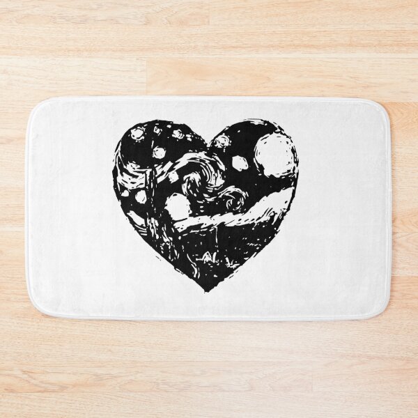 Item preview, Starry night black and white in the shape of a heart designed and sold by Knowvhere.