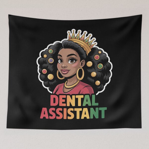 Item preview, Dental Assistant Black Afro Woman Wearing Crown designed and sold by SapfireStuArt.