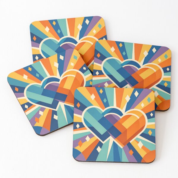 Item preview, Interlocking Geometric Hearts with Colour Rays designed and sold by InkSmithery.
