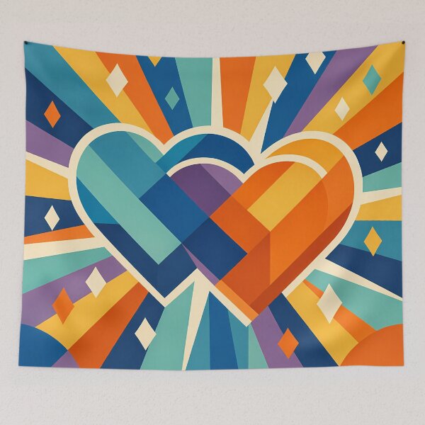 Item preview, Interlocking Geometric Hearts with Colour Rays designed and sold by InkSmithery.