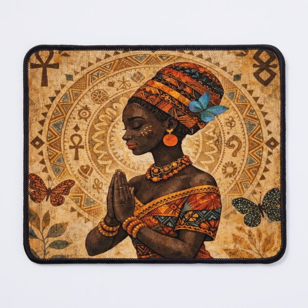 Item preview, African Queen Prayer - Vintage Spiritual Goddess Art with Butterflies designed and sold by myforestfog.
