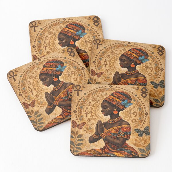 Item preview, African Queen Prayer - Vintage Spiritual Goddess Art with Butterflies designed and sold by myforestfog.