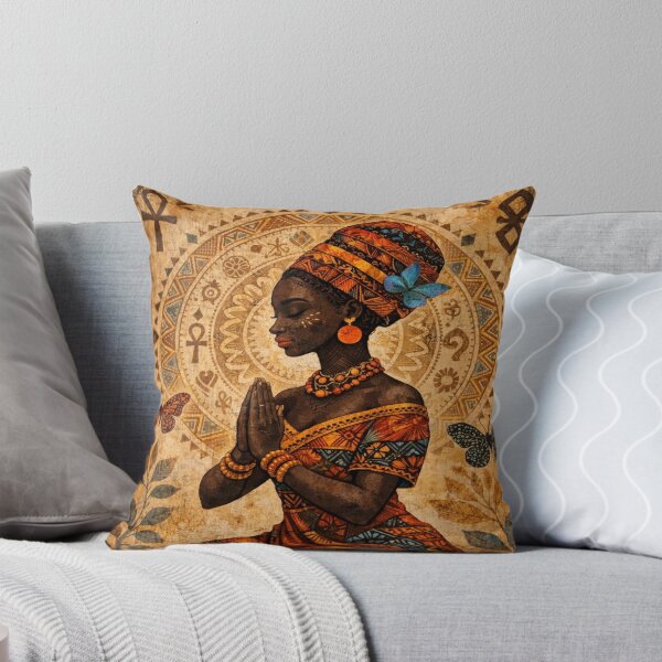 Item preview, African Queen Prayer - Vintage Spiritual Goddess Art with Butterflies designed and sold by myforestfog.