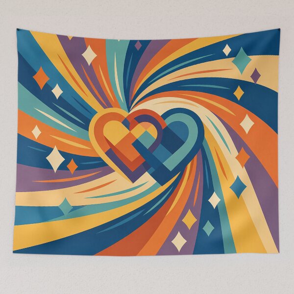 Item preview, Interlocking Geometric Hearts with Cosmic Swirl designed and sold by InkSmithery.