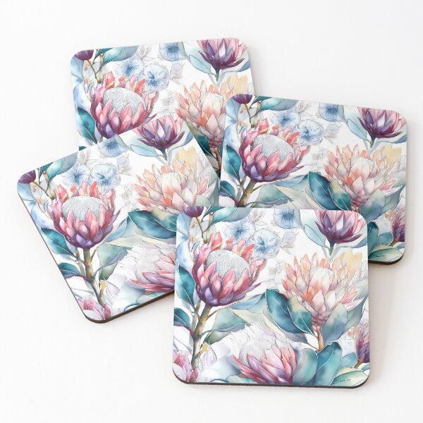 Item preview, Protea Autumn - Exotic Peach and Teal Floral - Elegant King Protea Botanical Watercolor Pattern designed and sold by Candice Dethise.