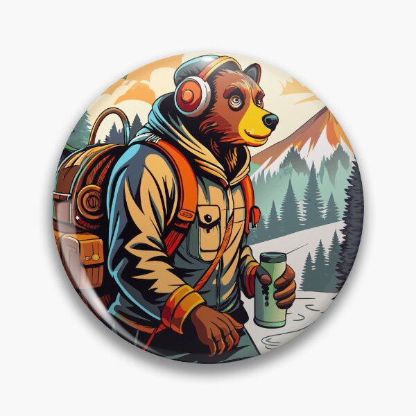 Item preview, Adventure Bear Hiker Retro Wilderness Illustration designed and sold by ArhaanFashions.
