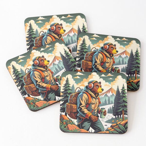 Item preview, Adventure Bear Hiker Retro Wilderness Illustration designed and sold by ArhaanFashions.