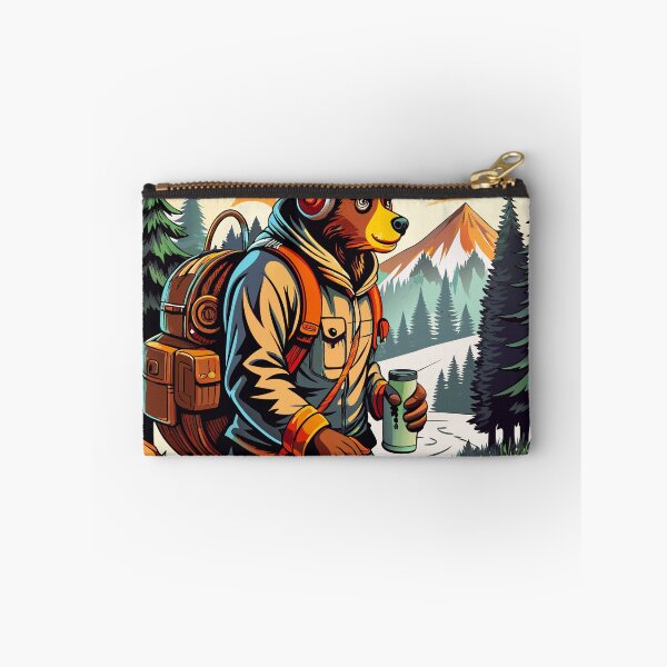 Item preview, Adventure Bear Hiker Retro Wilderness Illustration designed and sold by ArhaanFashions.