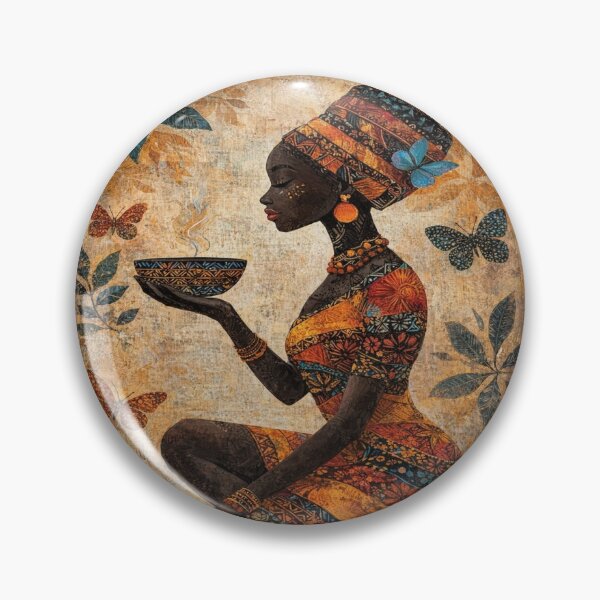 Item preview, African Goddess Ritual - Vintage Spiritual Woman with Steam Bowl Art designed and sold by myforestfog.