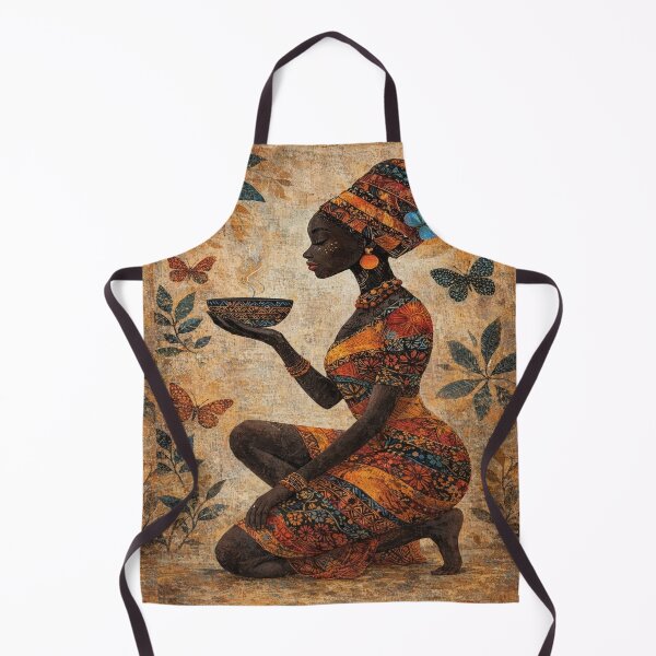 Item preview, African Goddess Ritual - Vintage Spiritual Woman with Steam Bowl Art designed and sold by myforestfog.