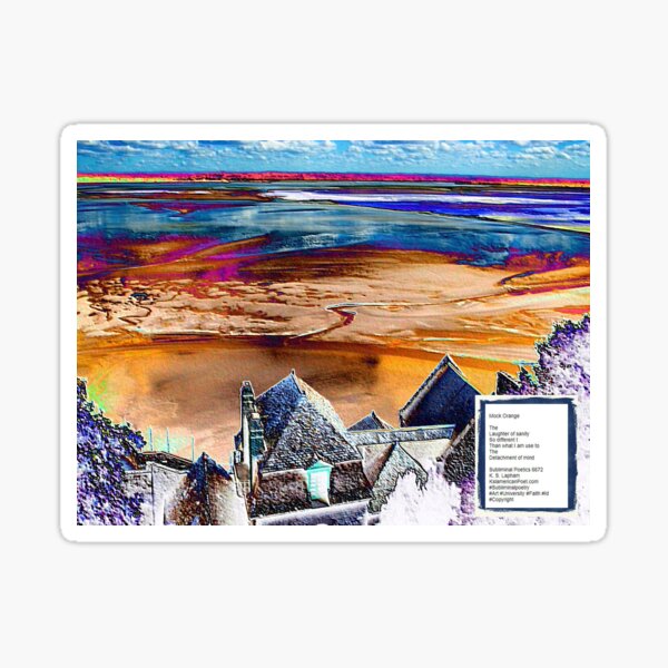 Mont-St-Michel - France - Mock Orange - Poem Sticker