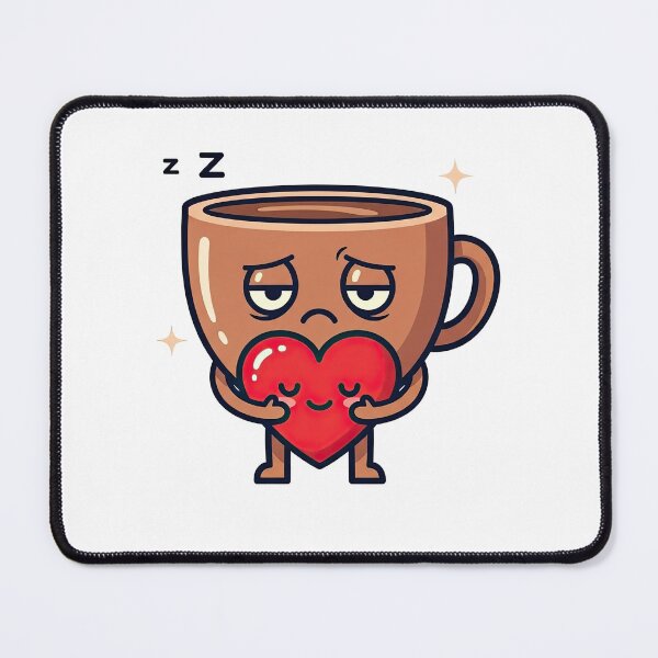 Item preview, Tired Coffee in Love – Cute Kawaii Coffee Cup Design designed and sold by PlumArtDesign.