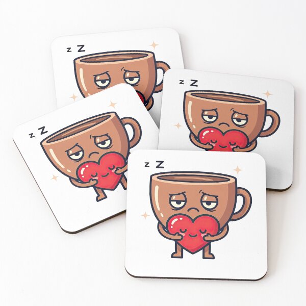 Item preview, Tired Coffee in Love – Cute Kawaii Coffee Cup Design designed and sold by PlumArtDesign.