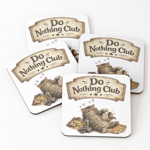Item preview, Do Nothing Club Cat – Funny Lazy Cat Vintage Chill Design designed and sold by Clothes With Smiling Animals Walt Gral.