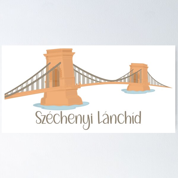 Item preview, Széchenyi Lánchíd Chain Bridge – Budapest Flat Design Cutout Illustration designed and sold by EmeraldeaDesign.