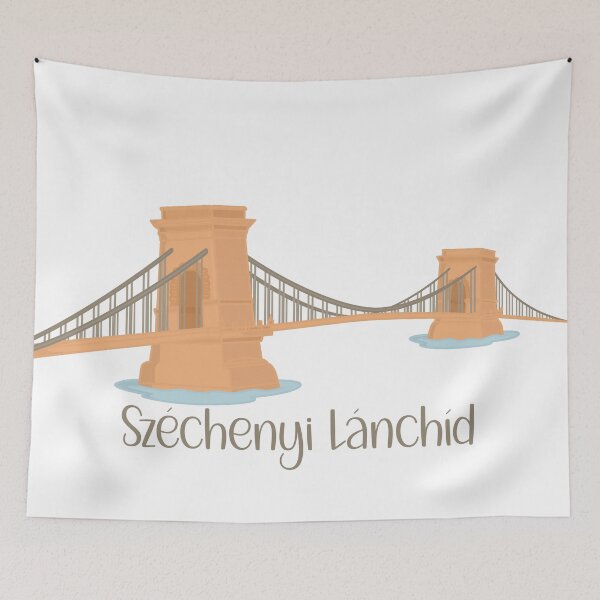 Item preview, Széchenyi Lánchíd Chain Bridge – Budapest Flat Design Cutout Illustration designed and sold by EmeraldeaDesign.
